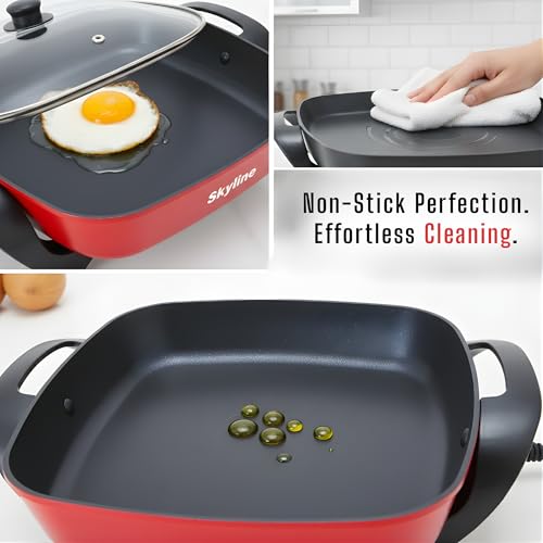 Image of Skyline 1500W Electric Fry Pan, Non-Stick Surface, Adjustable Temperature Control