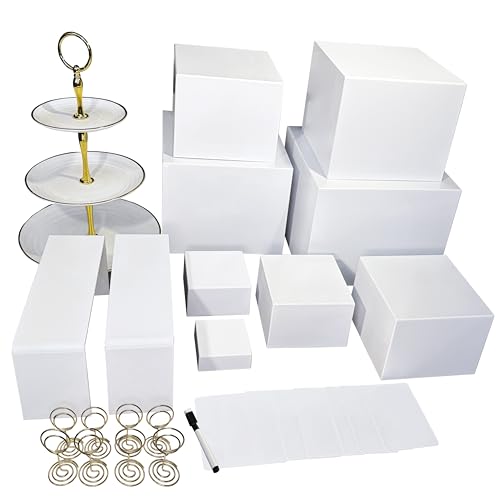 11-Pack Extra-Large White Acrylic Display Risers with 2 Display Stands