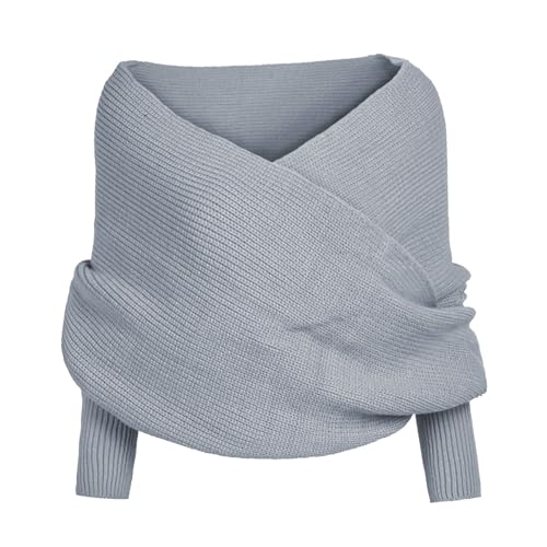 Stola Damen Festlich Schal mit Ärmeln für Damen Elegante Hochzeit Schals Stola Festliche Für Abendkleider Schals Stola Festlich Schal Shawl Multifunktionstuch Stola Weicher (Grey One Size)