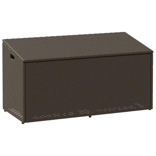 vidaXL Caja de almacenaje jardín ratán sintético marrón 110x50x58 cm, Caja de Almacenamiento de jardín, Almacenamiento de Cojines al Aire Libre, Caja de Almacenamiento de Cojines al Aire Libre