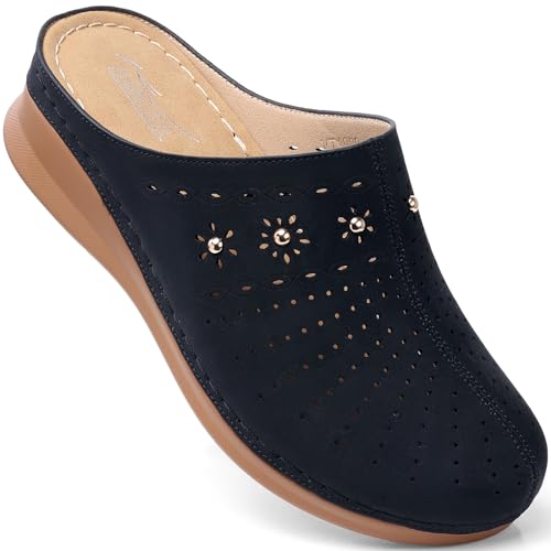 Image of SHIBEVER Clogs for Women Mules Comfortable: Slip On Closed Toe Casual Shoes | Cushioned Footbed All-Day Comfort Non Slip Platform Dress Shoes Breathable Upper for Walking Work Business Office Travel