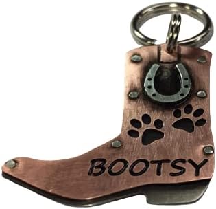 Boot Horseshoe Pet Dog ID Tag-Custom Lucky Dog Tag-Western Collar Tag-Cowboy Cowgirl Dog Id Tag (1 5/8")