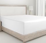 California Design Den Fitted Sheet Queen Size, Deep Pocket Soft 400 Thread Count 100% Cotton Sateen, No-Pop Off Elastic, Queen Cotton Fitted Sheet Only (Antique White)