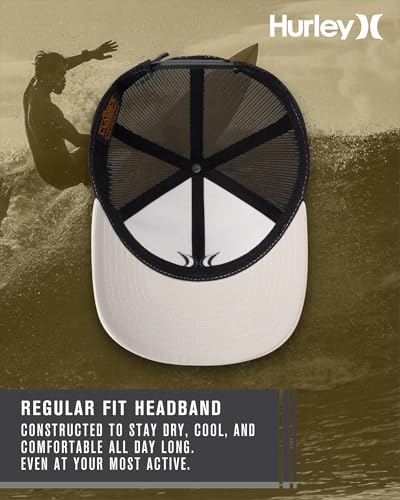 Image of Hurley Mens Cap Del Mar Mesh Panel Trucker Hat with Snap Back | Lightweight Breathable Build Stays Put for Jogging, Skating or Sports, Adds a Great Twist to Everyday Casual Style