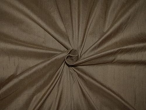 Soie Dupioni marron taupe 137cm, tissu de luxe pour haute couture