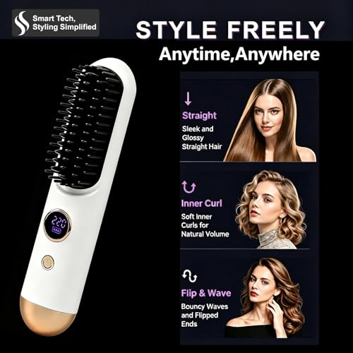 Cepillo alisador inalámbrico portátil para cabello miniatura 2