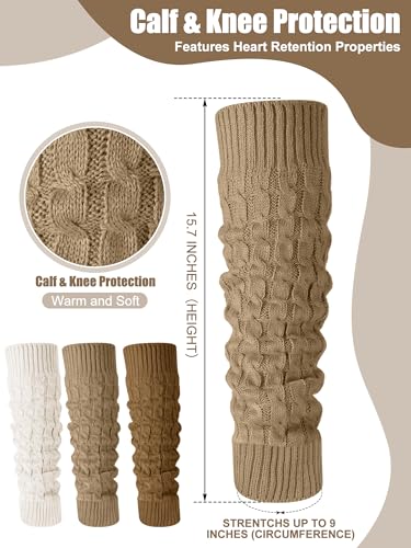 Chuarry 3 Pairs Winter Fleece Lined Leg Warmer for Women Skating Leg Warmer Long Boot Socks for Women Skating Every Day Wear3