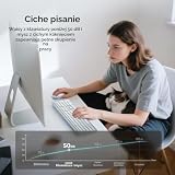 iClever Bezprzewodowa klawiatura i mysz do ponownego ładowania, niemiecki design QWERTZ, bezprzewodowa klawiatura 2,4 GHz z myszką do komputera, laptopa, Smart TV, biała