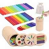 Montessori Spielzeug ab 1 Jahr, 3-in-1 Wooden Holzspielzeug ab 1 2 3 Jahre, Holz Montessori Kleinkind Spielzeug Sensorik Kinderspielzeug Motorikspielzeug Baby Lernspiele Geschenk Mädchen Jungen