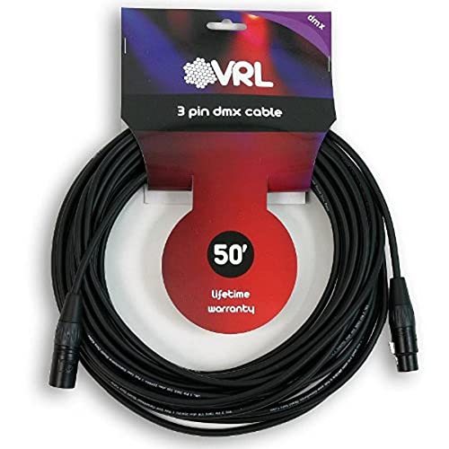 Elite Core VRL 3-Pin DMX 50' ft Pro-Lighting Shielded Cables | LED-Data | Low Capacitance | VRLDMX3P50