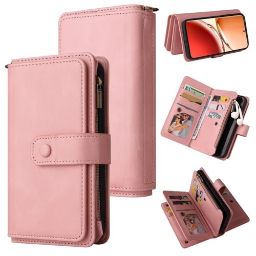 Étui portefeuille rose Oppo A15 pour ranger toutes vos cartes sans l'encombrer