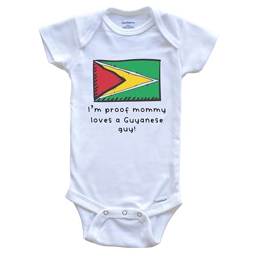 I'm Proof Mommy Loves A Guyanese Guy Guyana Flag One Piece Baby Bodysuit