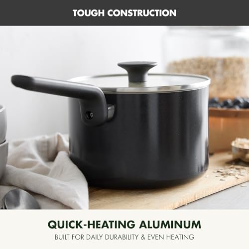 Image of GreenPan Rio Advanced 2QT Saucepan with Lid, Ceramic Nonstick PFAS-Free Pans, Induction Ready, Dishwasher and Oven Safe, Black