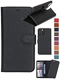 HARDISTON Genuine Premium Leather Handmade Wallet Case for iPhone XR - Detachable Strong Magnetic...