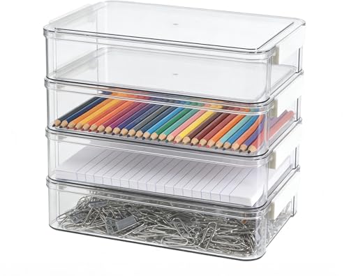 Boîtes de rangement A4 empilables avec couvercle pour classer sans effort - 2