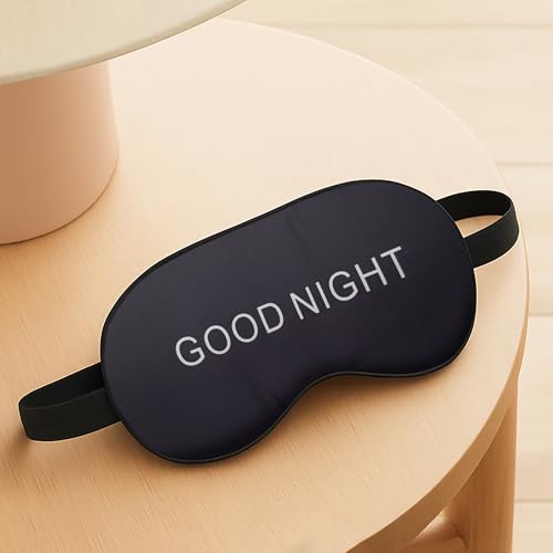 Image of Eye Mask for Sleeping with Adjustable Strap Super Soft Sleeping Mask Blind Fold for Comfortable Sleep Travelling Sleep Mask Pad for women (GoodNightBlack-Gel)