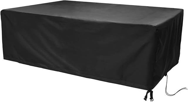 Garden Furniture Cover, Waterproof, Windproof, Anti-UV, Heavy Duty Rip Proof Oxford Fabric Large Patio Set Cover, Garden Table Cover, Rectangular (242 x 182 x 100cm) - Black