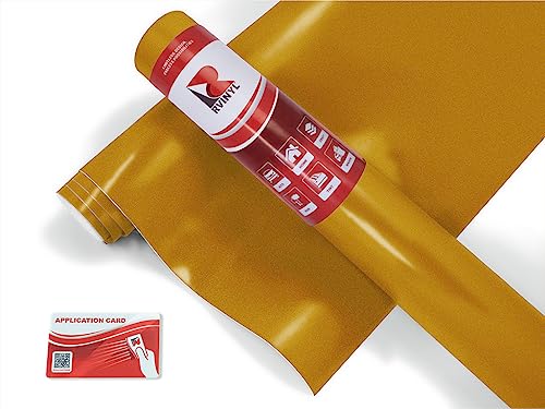 RVINYL Avery Dennison SW900 260-O Supreme Vinyl Vehicle Wrapping Film, Car Wrap Sheet Roll in Satin Gold, 12in x 60in with Application Card