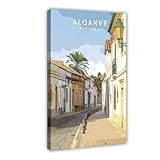 Algarve - Póster de lienzo portugués de viaje, decoración de dormitorio, paisaje, oficina, habitación, regalo, 40 x 60 cm