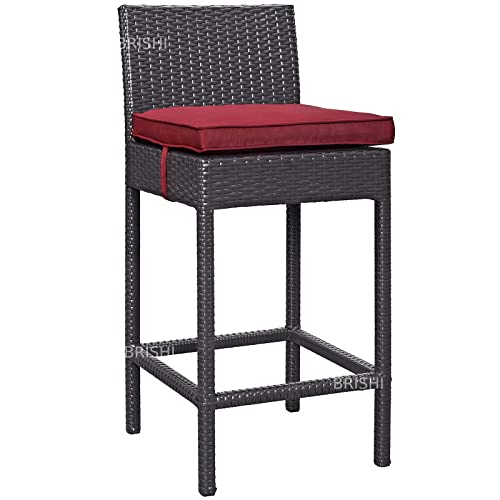 Image of BRISHI Outdoor Bar Set Garden Patio Bar Set 1+4 4 - Chairs and 1 - Table Set Balcony Bar Table with Stool Set (Brown)