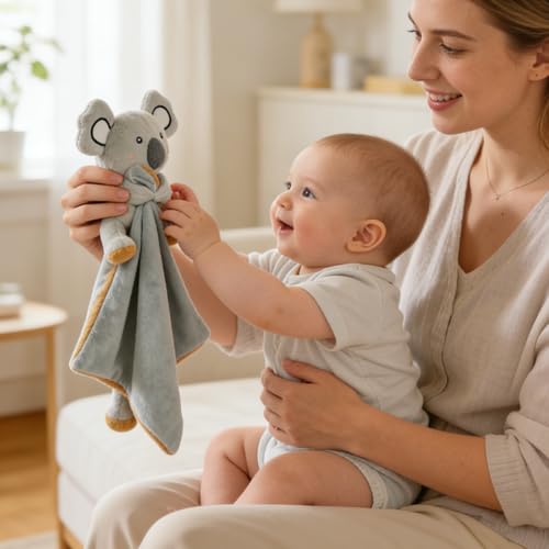 Image of CREVENT Cozy Plush Baby Security Blanket, Soft Animal Lovey for Baby Girls and Boys, Comfort Blanket, Birthday Gift - Kaola