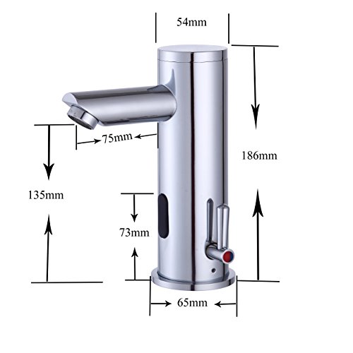 Fyeer Wasserhahn Bad mit Infrarot Automatischer Sensor Berührungslose Waschtischarmatur Mischbatterie für Badzimmer Badarmatur Waschbecken Mischbatterie Messing Verchromt