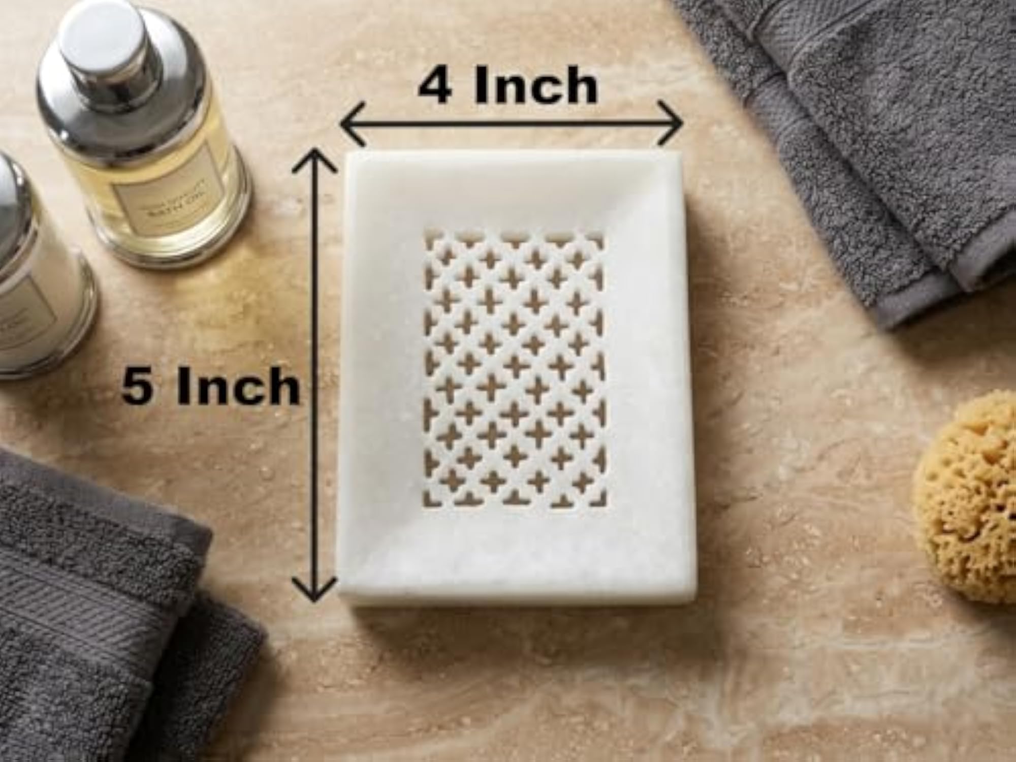 White Marble Soap Dish 5x4 Inch