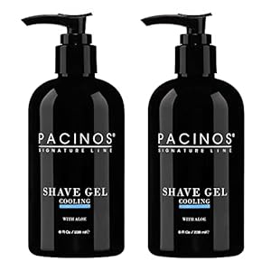Pacinos Shave Gel – Cooling Gel with Aloe Vera – Moisturizing Mens Shaving Gel – 8 Fl. Oz