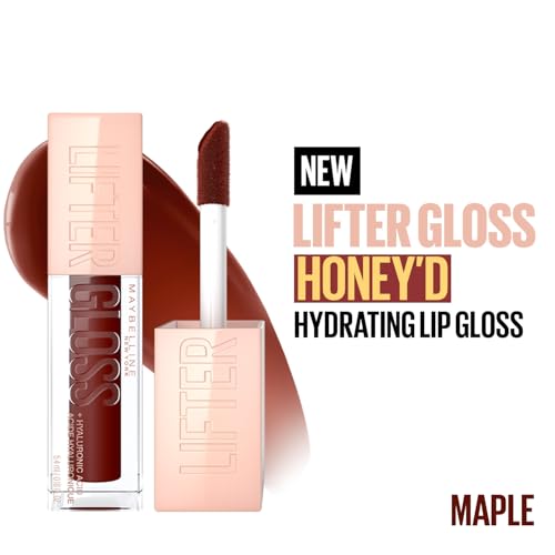 Image of Maybelline New York Lifter Gloss Hydrating Lip Gloss, Maple | Gloss Hydrating Honey'd Lip Gloss with Hyaluronic Acid