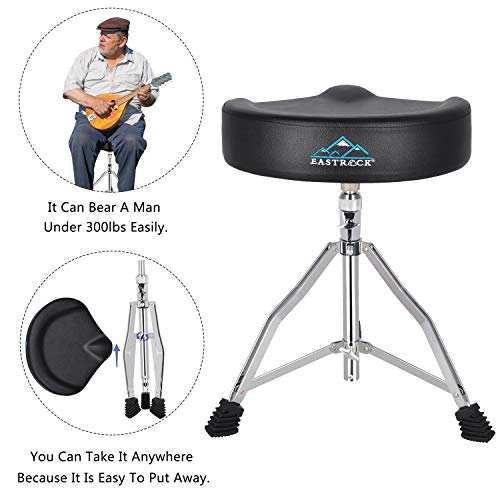 image for EastRock Universal Motorcycle Style Drum Throne,Padded Drum Seat Rotat