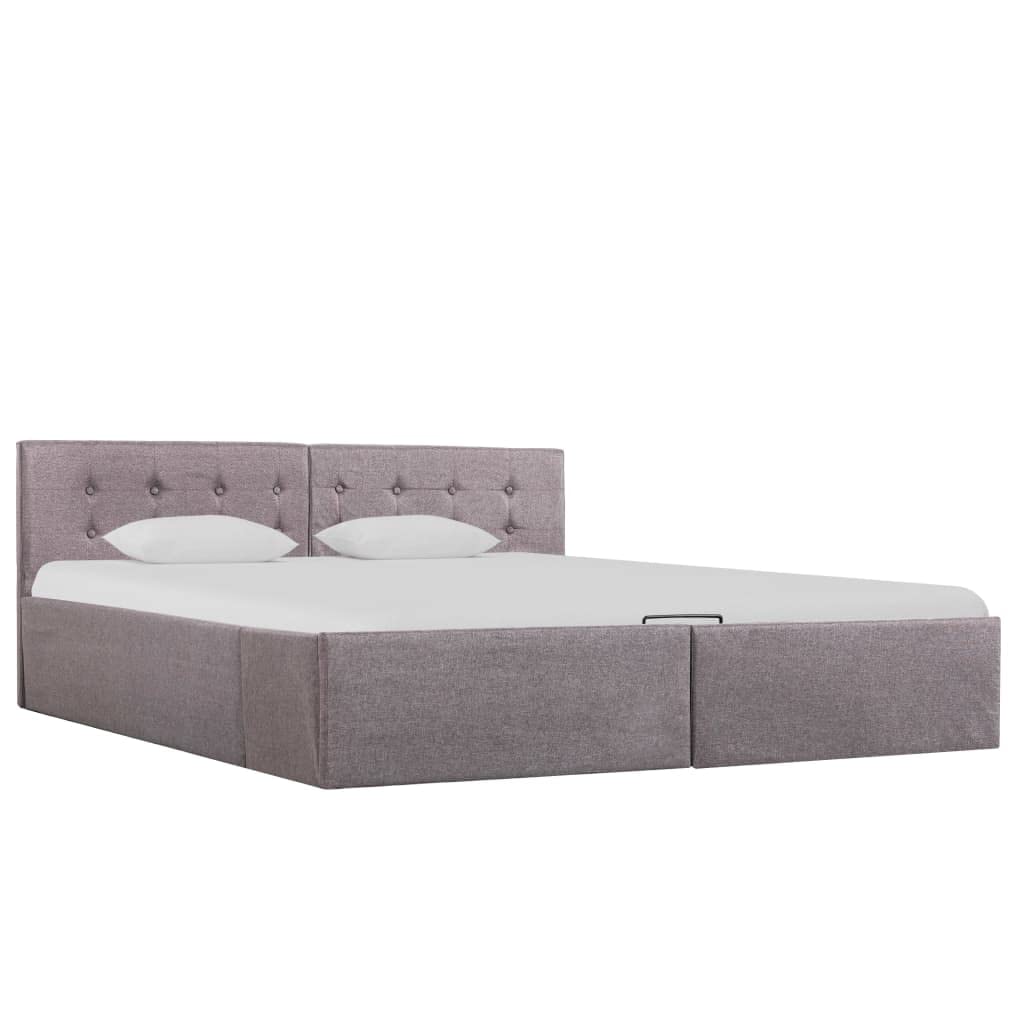 vidaXL - Betten & Bettgestelle - Stauraumbett Hydraulisch Taupe Stoff 160×200 cm