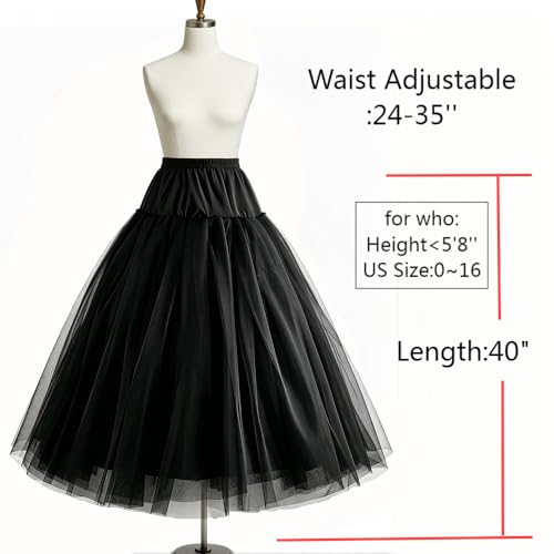 Image of RULTA Women's A-line 3-layer skirt Hoopless Petticoat Crinoline Underskirt Slips under dress for wedding dress Prom Dress
