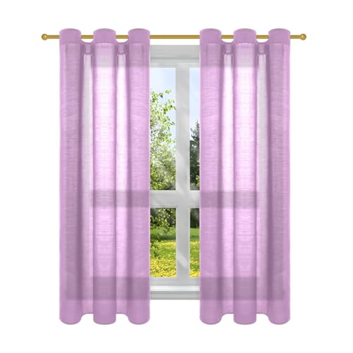 decor gift Lot de 2 rideaux de fenêtre unis pour chambre à coucher et salon Prune 160 cm de long