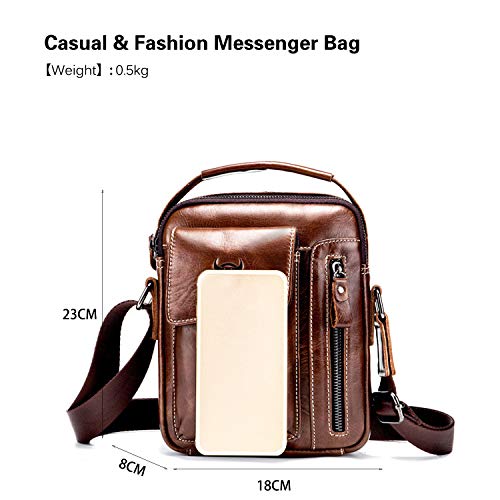 Leather Shoulder Crossbody Bag Men Travel Business Messenger Bag Waterproof Satchel Purses Bag Working Briefcase Teenager College Campus Outdoor Camping Satchel Bag Brown3
