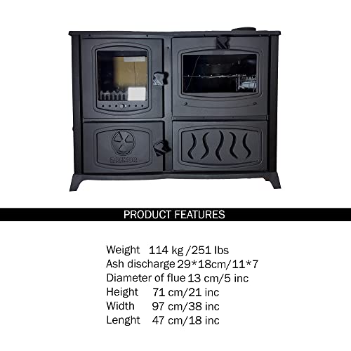 Cast Iron Stove With Oven - Cast Iron Fireplace - Baking Stove - Cooker Stove - Warming Stove - Cozy Tiny House Stove - Modern Cabin Stove (Cast Iron Cooker Stove With Oven) #TOP1