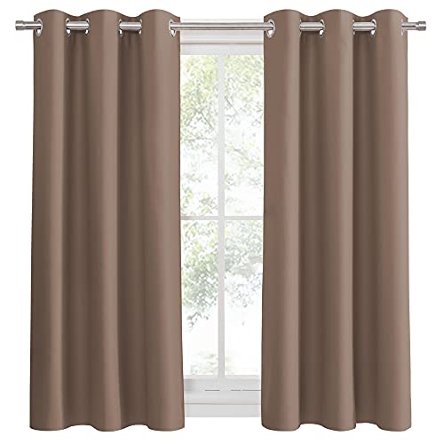 Image of PONY DANCE Blackout Curtains Mocha - Thermal Insulated All Seasons Grommet Top Curtain Drapes Heavy-Duty Window Draperies Light Blocking Noise Reducing for Bedroom, 42 by 54 inches, Mocha, 2 PCs