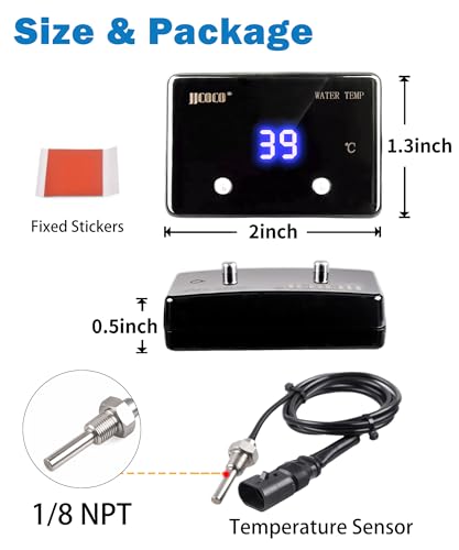 image for JJCOCO Digital Water Temperature Gauge -10-150℃ with 1/8 NPT Sensor 
