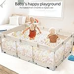 Fodoss Baby Playpen, 71×47inch Extra Large Play Pen for Babies and Toddlers, Beige Baby Playard - Image 4