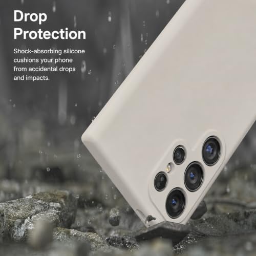 Image of DIZORO Microfiber Candy Case Compatible for Samsung S24 Ultra Smooth Touch Cushion Liquid Soft Silicone Rubber Phone Cases Non-Slip Full Body Protective Shockproof Back Cover (Stone Grey .)