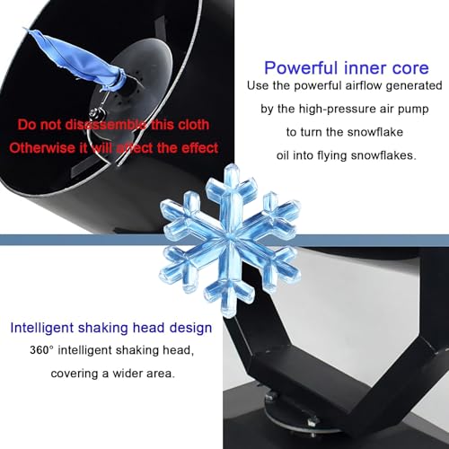 Máquina de nieve para exteriores, máquina de copos de nieve con cabeza oscilante de 4000 W y control remoto inalámbrico, ángulo ajustable 360° miniatura 3