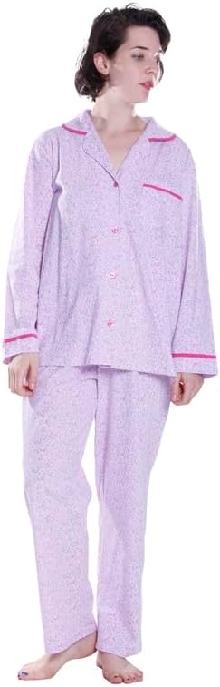 LA CERA Women's Floral Printed Pajama Set, V-Neckline, Long Sleeve, Button Front, Machine Wash - Image 2