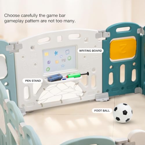 Image of Baybee Train Kids Playpen for Babies | Foldable Baby Play Area Indoor Setup with Safety Lock, Writing Board & Double Knob | Outdoor Play Pen for Kids for 0-5 Years | Portable Baby Activity Playards for Toddlers (18 Panels)