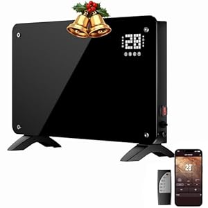 Calentador de convección, calentador de espacio interior, calefacción eléctrica de 1500 W con control remoto, pantalla digital, calentamiento rápido, temporizadores 24 horas para sala de estar