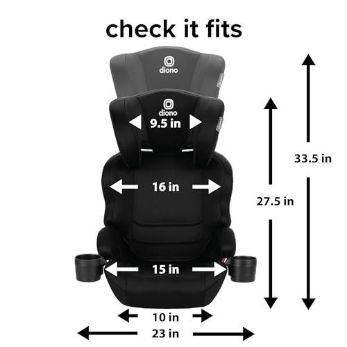 Image of Diono Everett NXT High Back Booster Car Seat with Rigid Latch, Lightweight Slim Fit Design, 8 Years 1 Booster Seat, Black