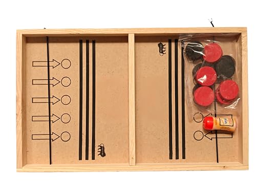Image of Fast Finger Premium Wooden Power Shoot Board Game, 2-Player Family Game, Double-Sided