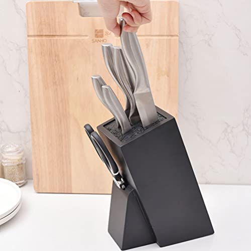 Luxshiny Knifes Storage Block Kitchen Knifes Holder Universal Wooden Knifes Block Organizer Without Knives Household Multifunctional Knifes Rack (Black) #TOP1