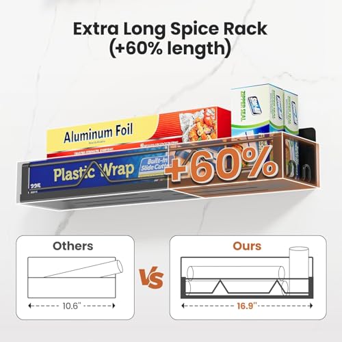 Image of 16.9 Inch Wide Large Capacity Magnetic Spice Rack for Refrigerator, 5 Pack Metal Fridge Shelf, Black