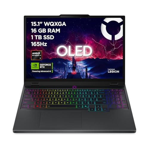 Lenovo Legion 5 Gaming AI Laptop | 15.1' WQXGA 165 Hz OLED Display | NVIDIA GeForce RTX 5060 | AMD Ryzen AI 7 350 | 16GB RAM | 1TB SSD | Win11 | QWERTZ | Eclipse Black | 3 Monate GamePass