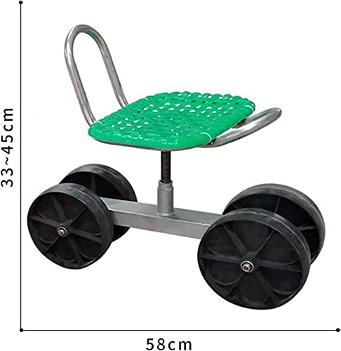 Drehbarer Gartensitz Mit Aufbewahrungskorb – Höhenverstellbar 22-35 Cm, 360° Drehbar, Mit Rollen, Für Outdoor, Terrasse & Hof