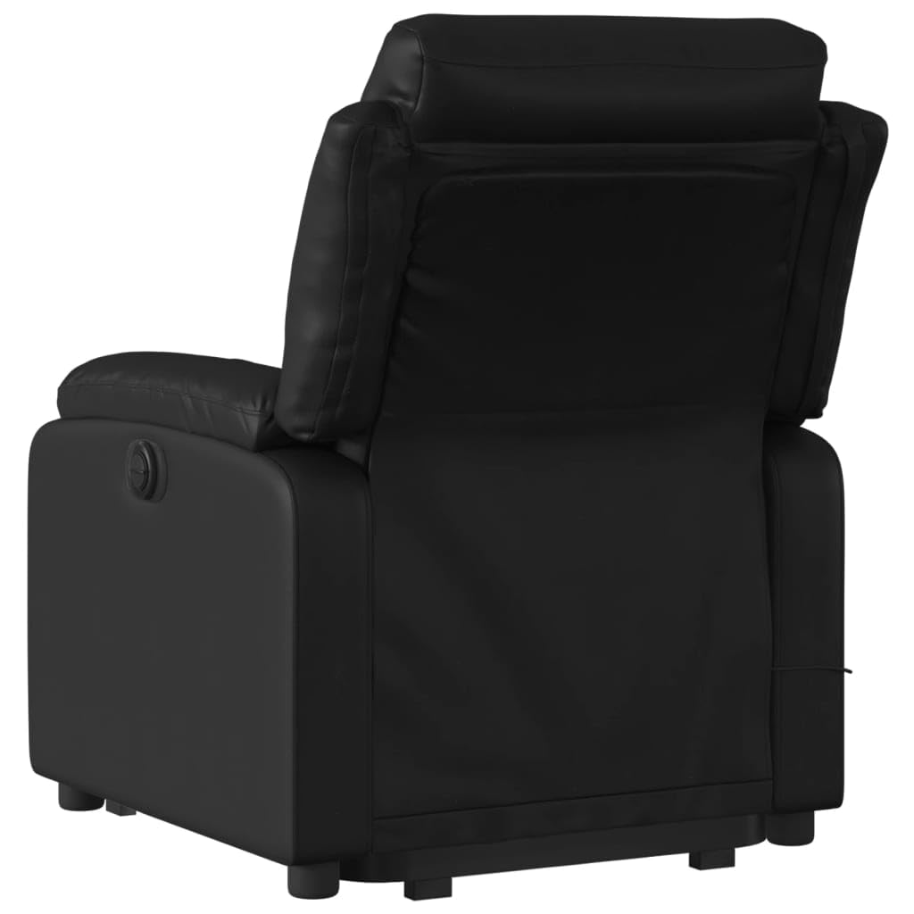vidaXL Sillón de Masaje Elevable Eléctrico, Silla con Respaldo, Sillón Orejero Ajustable, Asiento para Personas Mayores, Cuero Sintético Negro